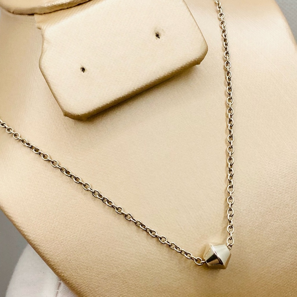 EUC Vintage Tiffany & Co Sterling Silver Barrel Bead Station Necklace